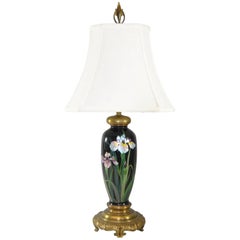 Lampe de table japonaise Meiji en laiton émaillé cloisonné avec double douille