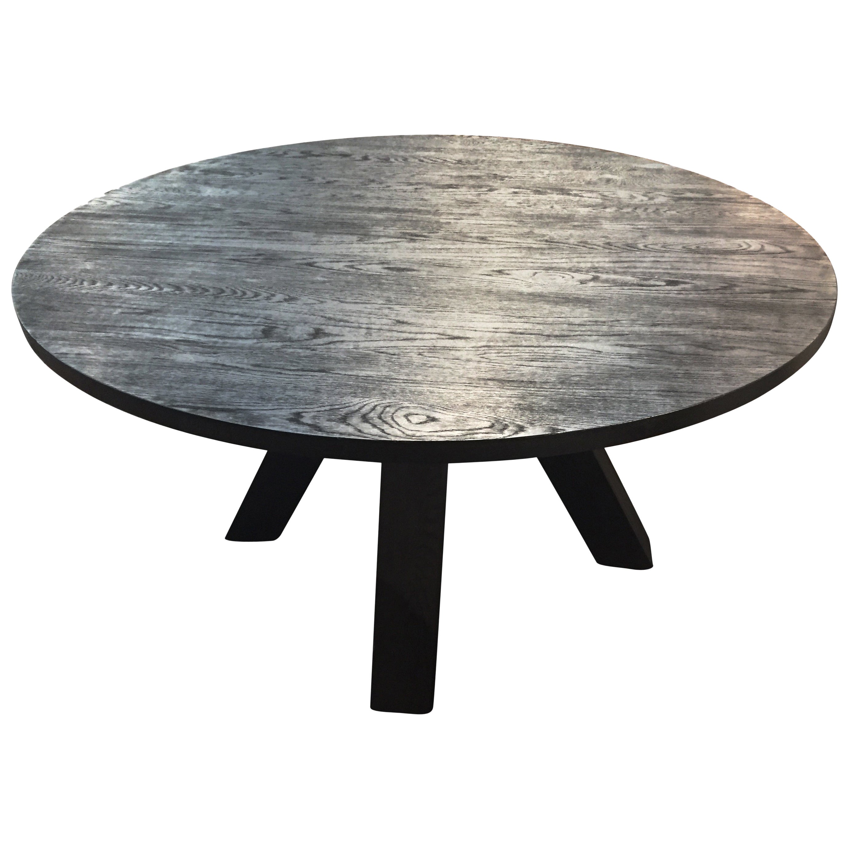 Modern Large White Oak Round Dining Table Haskell Design For Sale at 1stDibs