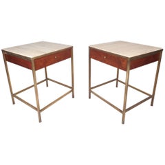 Exquisite Mid-Century Modern Paul McCobb Style Nightstands with Marble Tops