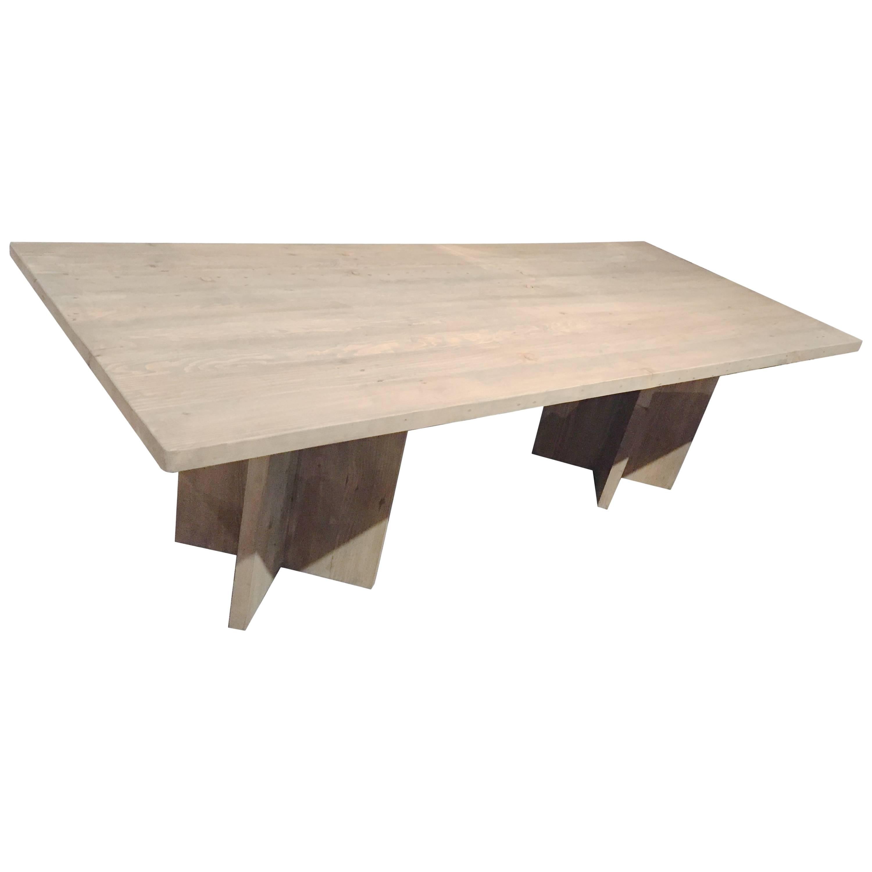Custom Dume Dining Table with Reclaimed Top and Base Haskell Studio For Sale