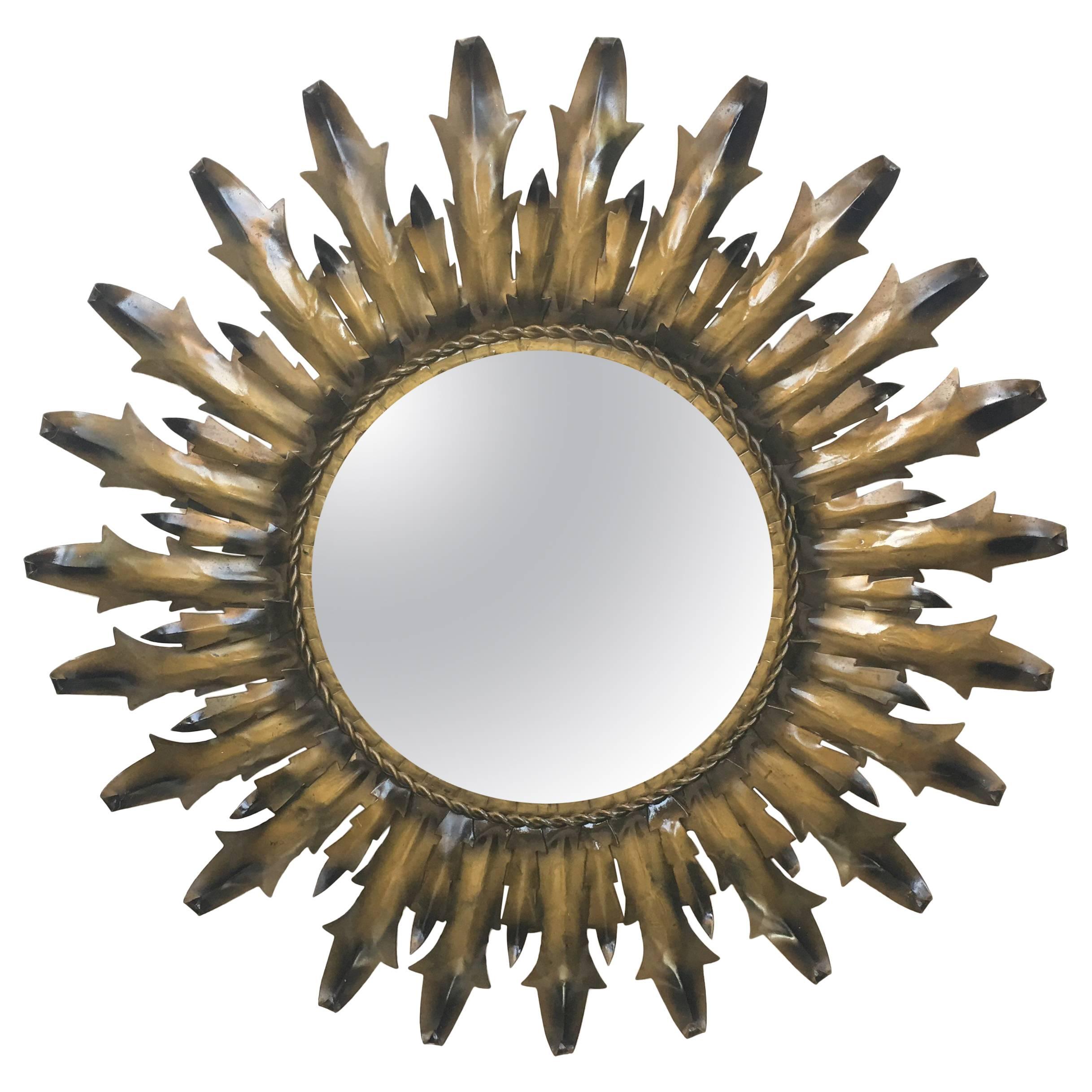 Mid-Century Modern Round Sunburst Mirror