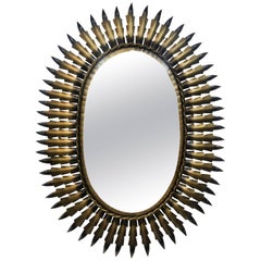 Spanish Gilt Metal Oval Sunburst Mirror
