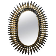 Spanish Gilt Metal Oval Sunburst Mirror 7