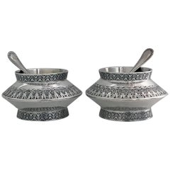 Antique Silver Moorish Design Salt Dishes London, 1890, Finlay and Taylor