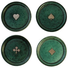 Vintage Wilhelm Kage Gustavsberg Argenta Poker or Playing Card Coasters