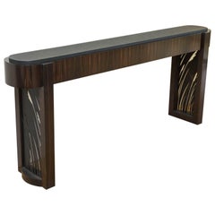 Macassar Ebony and Patinated Steel Console Table by Gregory Clark 12