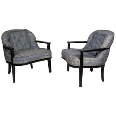 Pair of Black Lacquered Armchairs by Edward Wormley 9