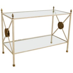 Directoire Style Enameled Iron Two-Tier Table Étagère with Brass Embellishments