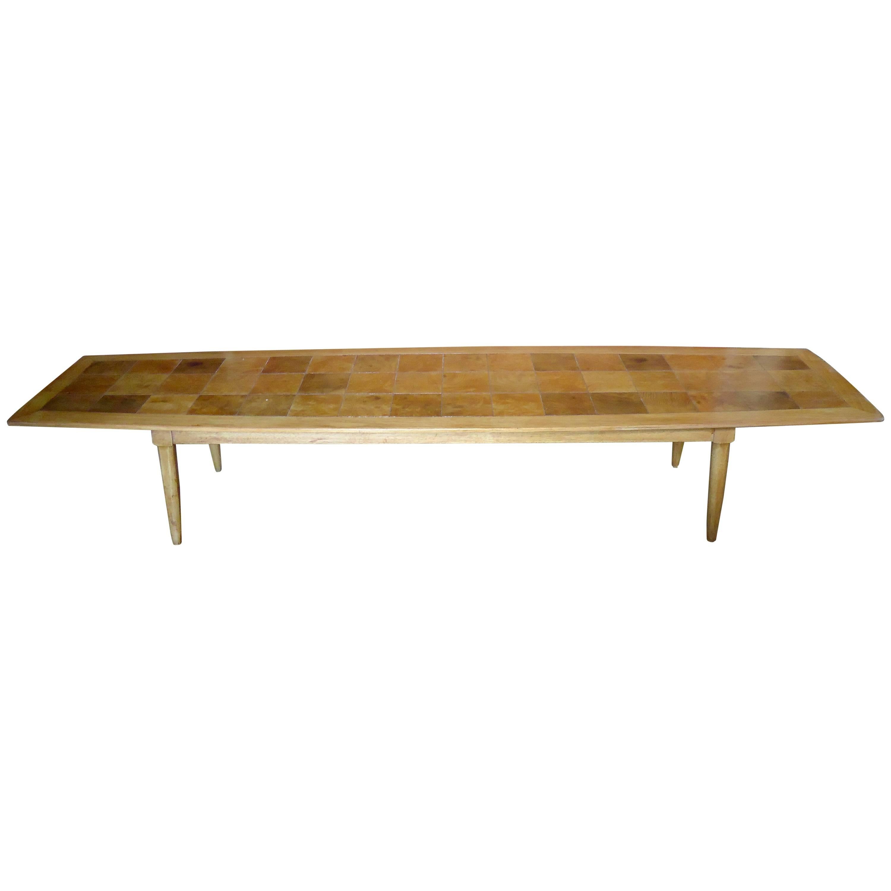 Long Coffee Table with Patchwork Style Top