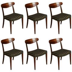 Set of Six Danish Curved Back Dining Chairs