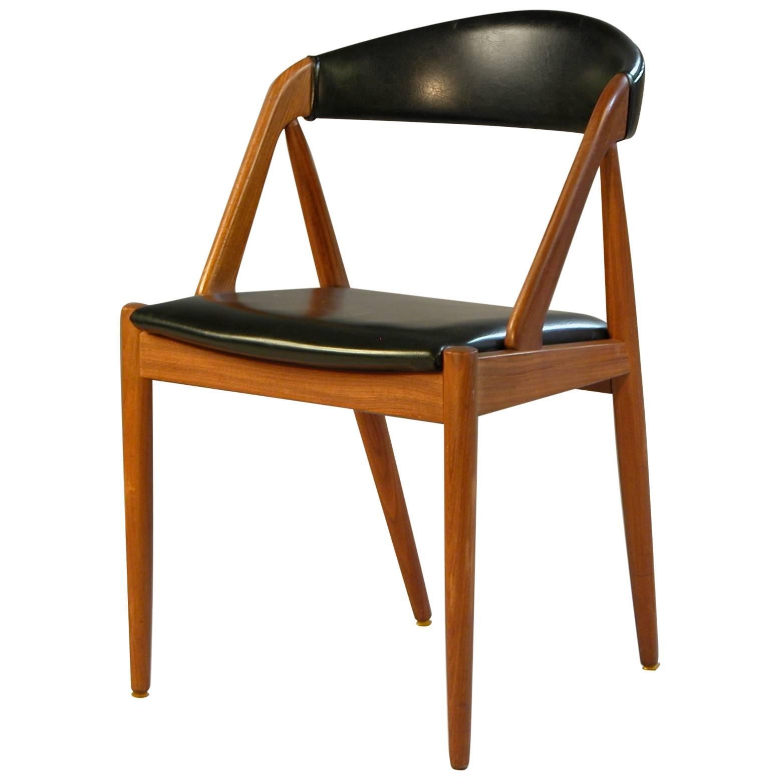 1960s Kai Kristiansen Model 31 Dining chairs in Teak and Black Leatherette