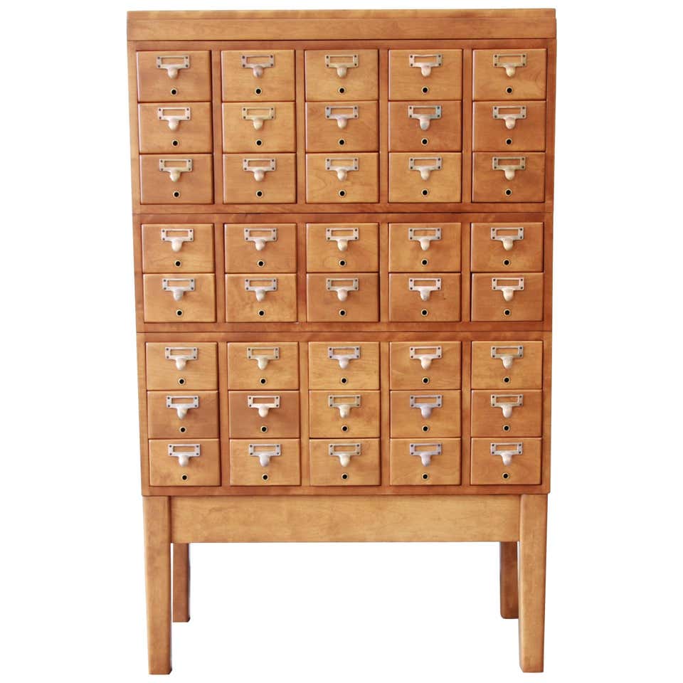 MidCentury Restored 40Drawer Library Card Catalog at 1stDibs