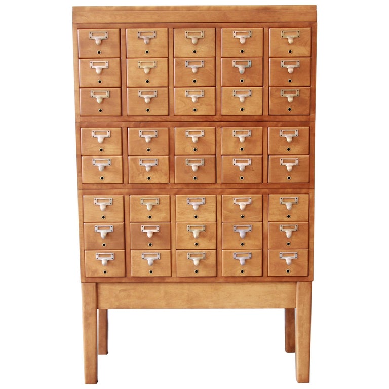 MidCentury Restored 40Drawer Library Card Catalog at 1stDibs