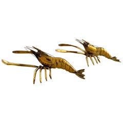 Two Brass Table Decorations in the Shape of Lobsters