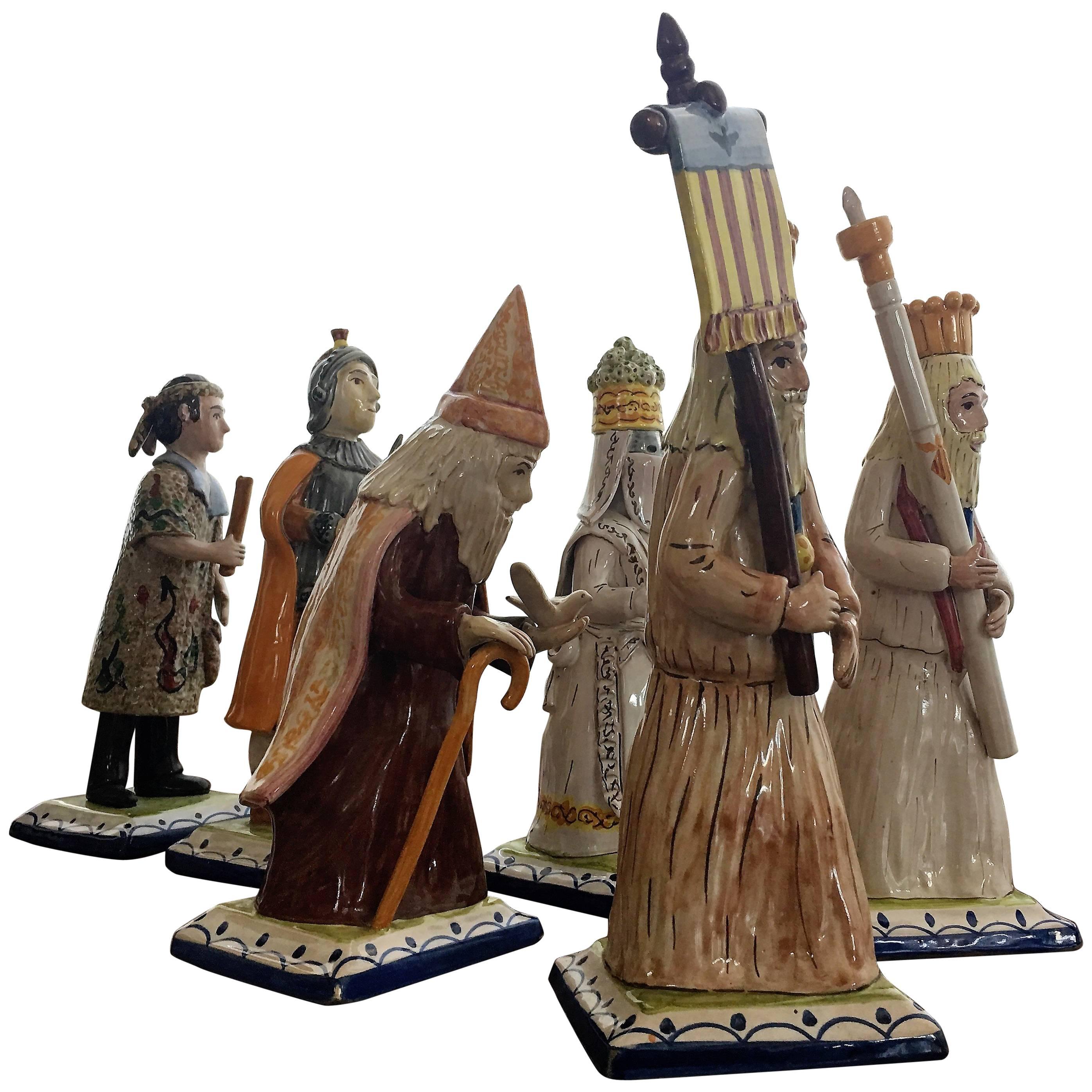 Set of Six Polychromed Figures Depicting the Processions of Holy Week