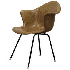 Eames Style Fiberglass Burlap Shell Armchair von Cole Steel:: 1950