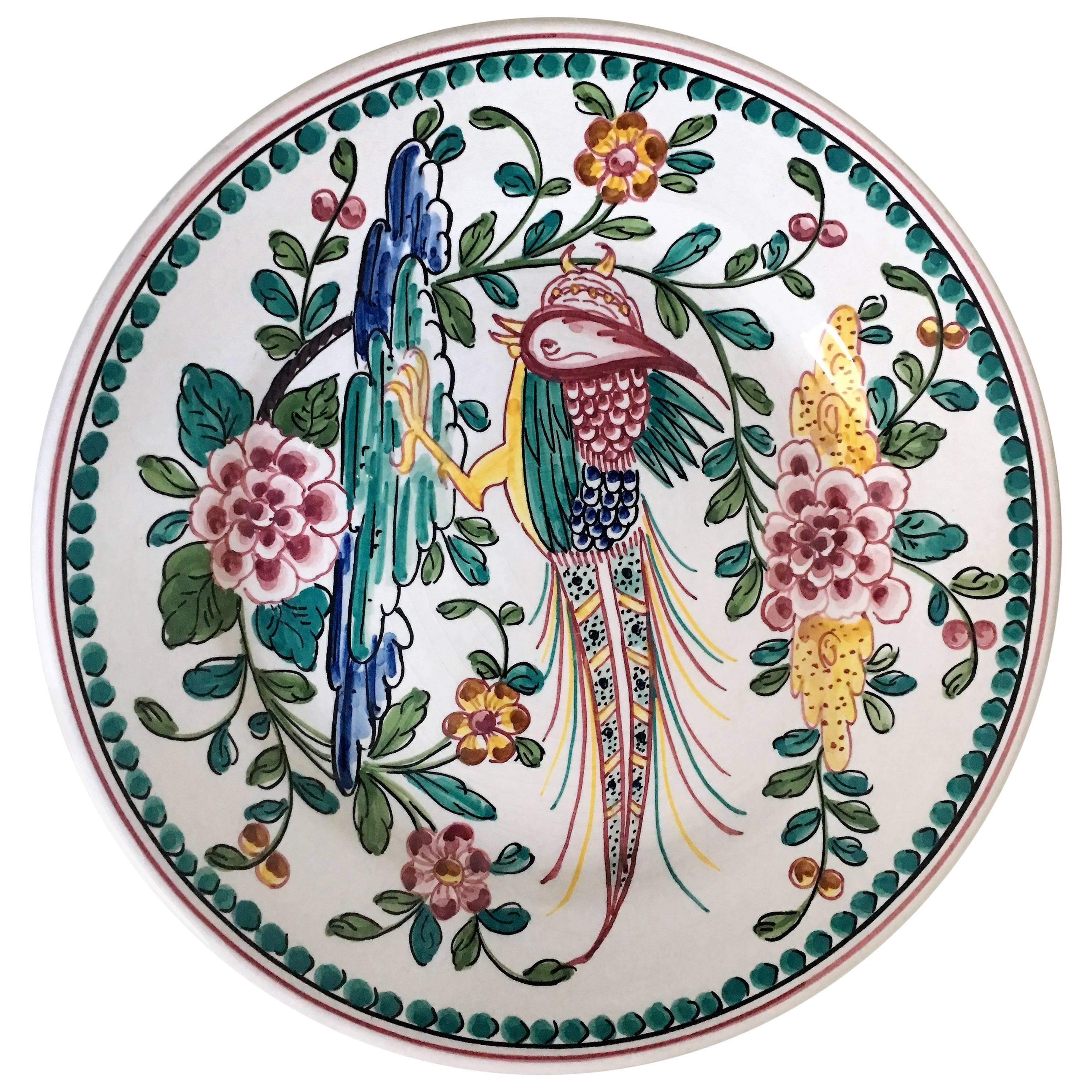 Vintage Outeiro Agueda Hand-Painted Plate from Portugal