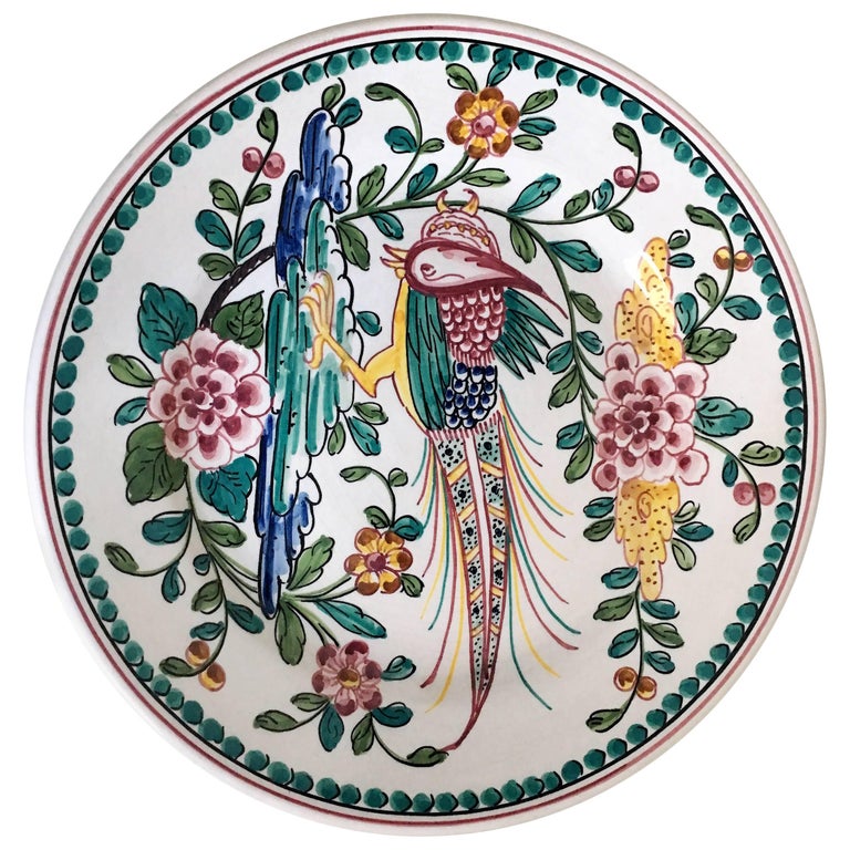 Vintage Outeiro Agueda Hand-Painted Plate from Portugal For Sale at 1stDibs