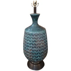 Italian Raymor Style Mid-Century Glazed Ceramic Pineapple Lamp