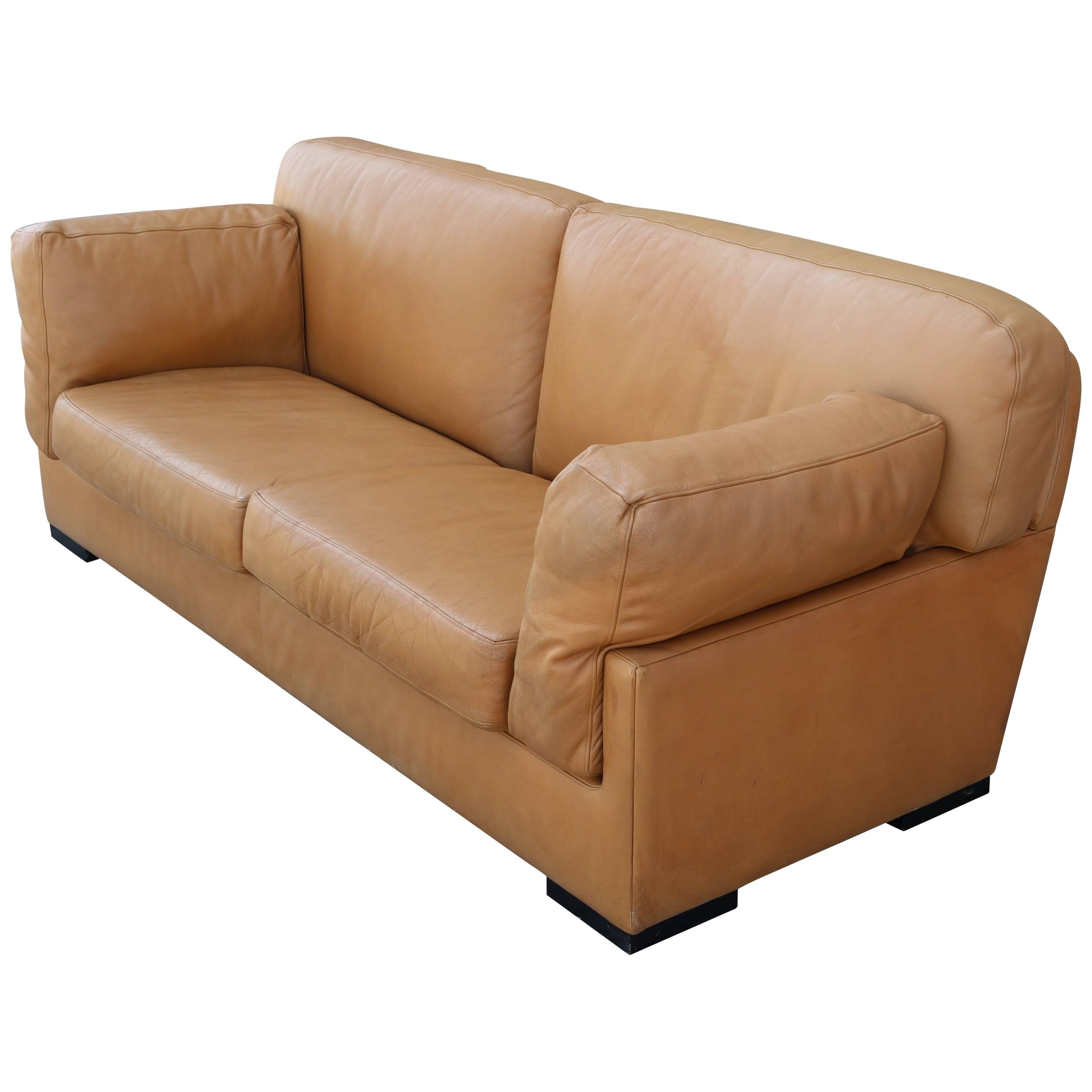 1970s Butterscotch Leather Sofa