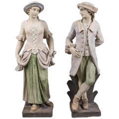 Pair of 18th Century Style Garden Statues