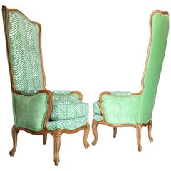 Hollywood Regency Tall Wingbacks in the Style of Marge Carson