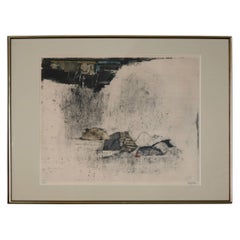 Vintage Large Johnny Friedlaender Etching and Aquatint "L'Orage - The Storm", 1966