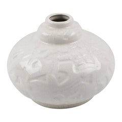 Large Art Deco Crackle Glaze Ceramic Vase by Saint Clement France, circa 1930s 3
