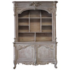 Early 20th Century Carved Pickled French Bibliotheque