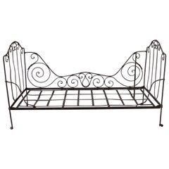 Antique 19th Century French Iron Campaign Folding Daybed