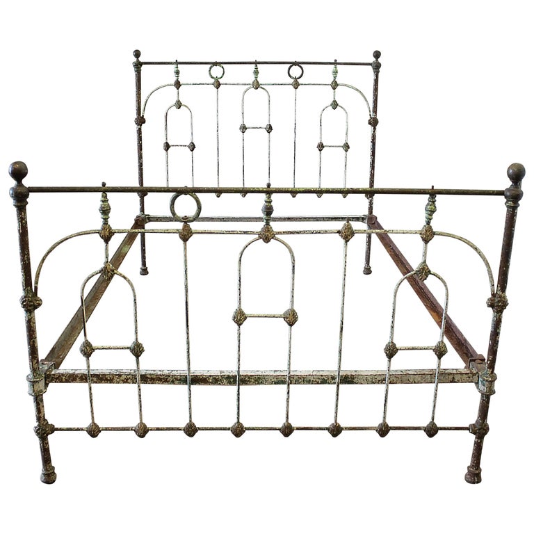 19th Century Farmhouse Style Antique Iron Bed with Original Patina at 1stDibs reproduction