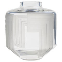 Monumental French Art Deco Clear Etched Glass Vase by Jean Luce, circa 1930s 6