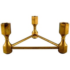 Gusum Metal Candleholder in Brass for Three Light, Swedish Design