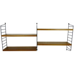 Swedish Wall Unit with Four Teak Shelves by Nisse Strinning for String, 1950s