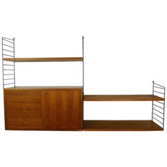 Swedish Wall Unit with Teak Box and Shelves by Nisse Strinning for String, 1950s
