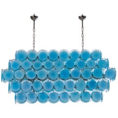 Italian Chandelier in Light Blue Murano Glass, Mazzega, 1980s 5
