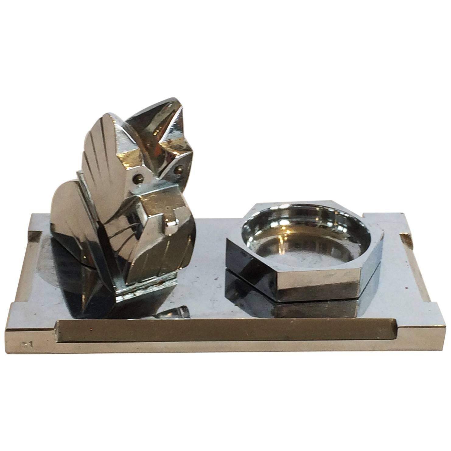 Mid-Century Cubist Chrome Scottie Dog Tray Dish