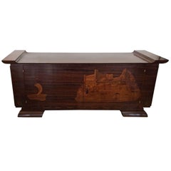 Inlaid Art Deco Macassar Wood Sideboard Buffet