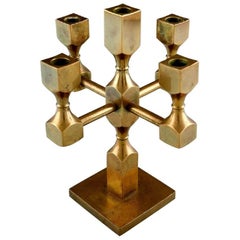 Gusum Metal, Brass Candlestick for Five Lights, Swedish Design