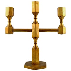 Gusum Metal, Brass Candlestick for Three Lights, Swedish Design