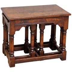 Antique Unusual Oak Nest of Tables