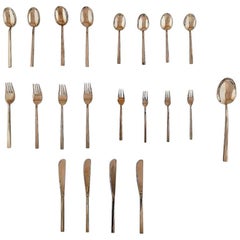 Sigvard Bernadotte 'Scanline' Cutlery in brass Complete for Four People