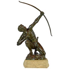 'The Archer' Large Mid-Century Bronze Sculpture, Paul Serste Belgian, 1910-2000
