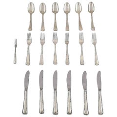 Cohr Old Danish Silver Besteck für sechs Personen, insgesamt 19 Pieces