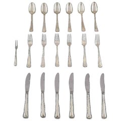 Vintage Cohr Old Danish Silver Cutlery for Six People, a Total of 19 Pieces