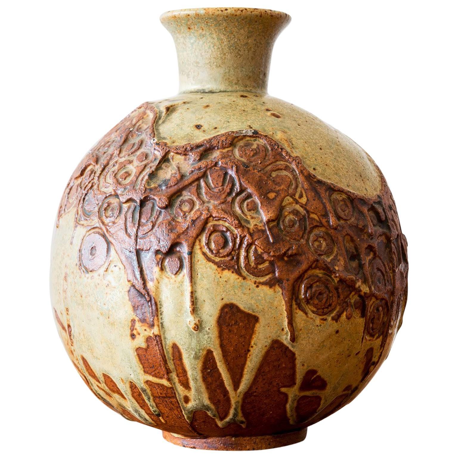 Round Ceramic Vase by Bernard Rooke, England, 1970s