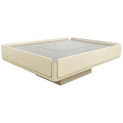 Off-White Vico Magistretti Caori Coffee Table with Record Storage, 1962