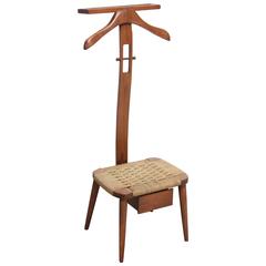 Italian Modern Valet with Woven Seat and Drawer