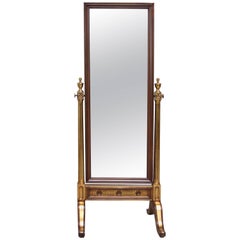 Hollywood Regency-Style Giltwood Cheval Dressing Mirror