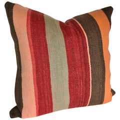 Custom Pillow Cut from a Vintage Hand Loomed Wool Moroccan Berber Rug